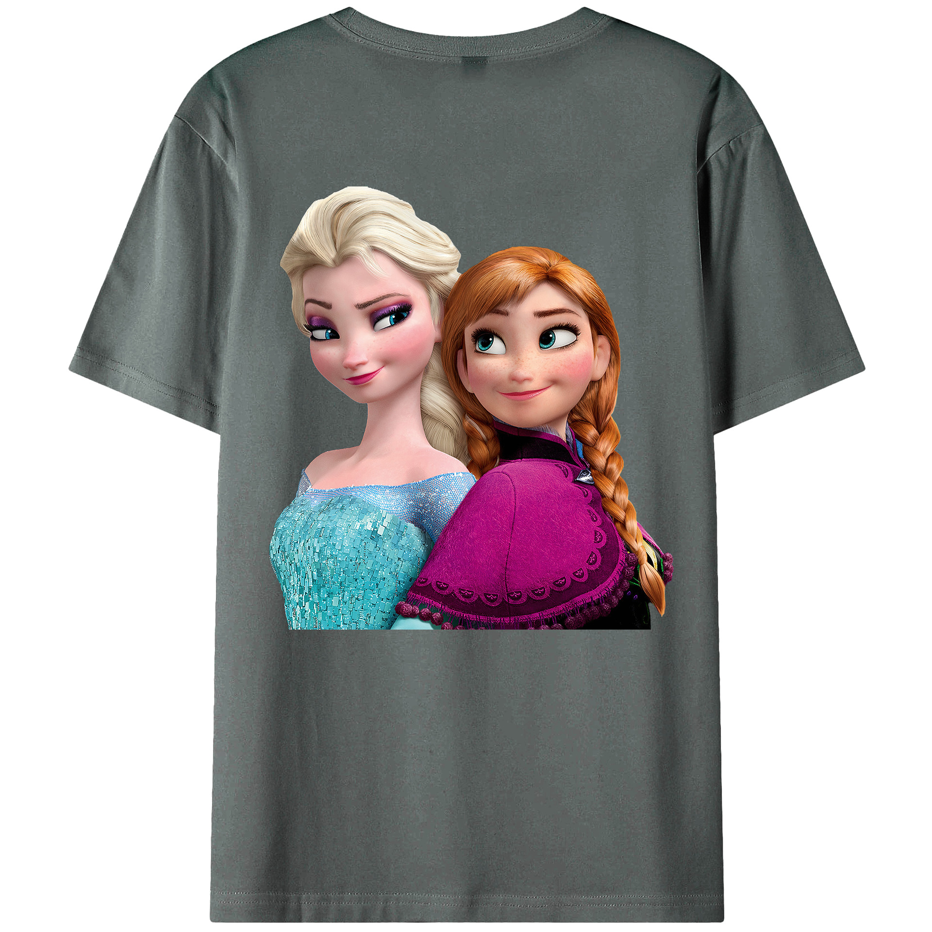 （画像用） アナと雪の女王 アンナ エルサ Frozen Anna Elsa 綿100％ メンズ半袖Tシャツ（バックプリント） 通気性